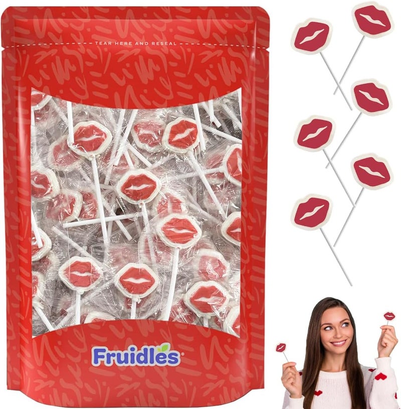 Fruidles Valentine's Day Red Lips Lollipop Sucker - Image 1